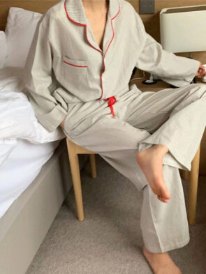 Trade Casual Nightwear In Contrasting Colors With Striped Trim