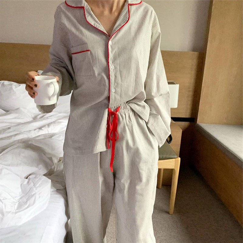 Trade Casual Nightwear In Contrasting Colors With Striped Trim - Image 5
