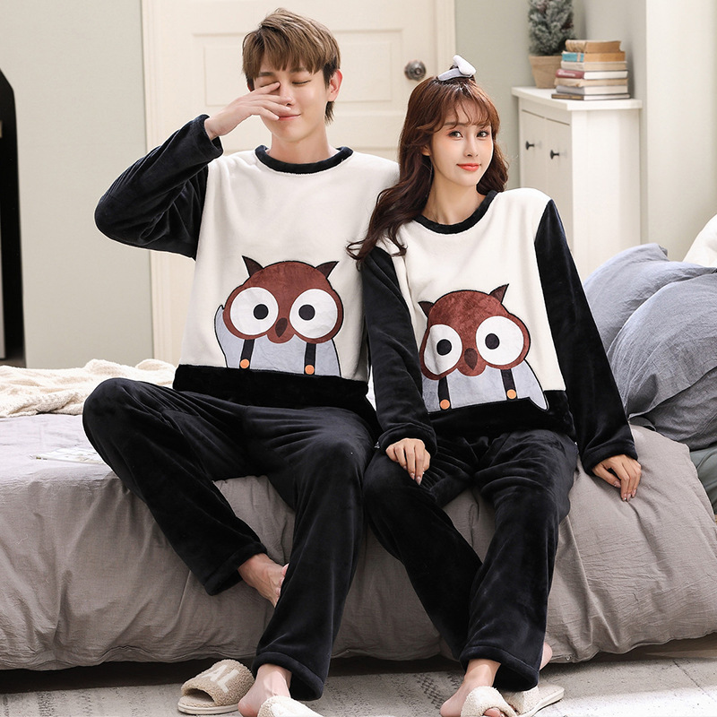 Female Spring, Autumn, Winter Coral Plush Couple Nightwear - Image 4