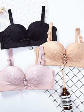 Drawstrings Push Up Sexy Lace Bra
