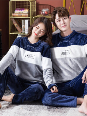 Female Spring, Autumn, Winter Coral Plush Couple Nightwear