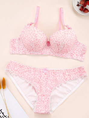 Printed Underwear Adjustable Push Up Bra Set