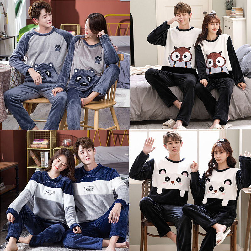 Female Spring, Autumn, Winter Coral Plush Couple Nightwear - Image 7