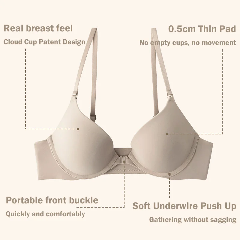 Wholesale Triangle Cup Comfort Revolution Front-Close Shaping Soft Underwire Push up Women Bras