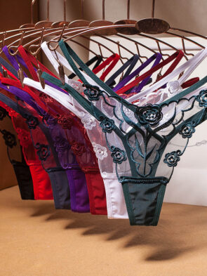 Lace Thong Panties Underwear Ladies Embroidered Floral Thong Panties Womens